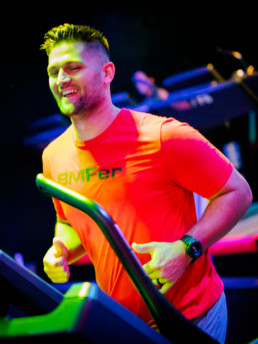 BMF Trainer, Chris Hudson, working out in the tread